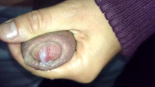 Slow Motion Thick Cum Leaking Out of Uncut Cock