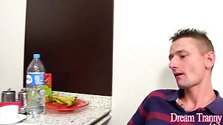Dream Tranny featuring Mariana's trans with guy in transgender trailer