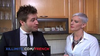 Short-Haired Milf Wrecked by Cumshot in Kitchen