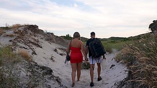 Couple has sex on the beach with a beautiful view