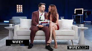 WIFEY Sexy Married Redhead Jezebel Gambino Gets Creampied In Threesome While Hubby Films: Porn