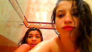 Big-Tit Lesbian Webcam Shower