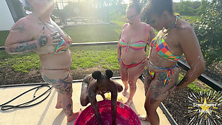 Creamy Custard Playtime: Savanna, Giana, Bleu & Livie Get Messy