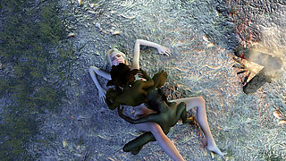 Goblins Fuck a Slutty Elf by the Fire in the Forest