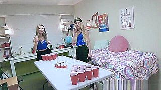 teen 18+ bffs were playing beer pong naked when the guys arrived and joined them