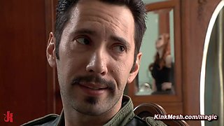 Promiscuous redhead fucked in bondage