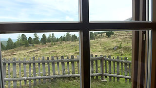 Busty Blonde in Leather Pants Gets Fucked in Alpine Hut