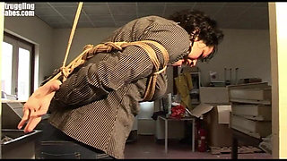 Steffi Dangling on Rope Tightly Ballgagged