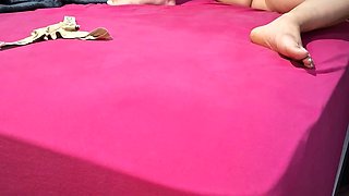 The rubdown commenced and she stuck to my cock.