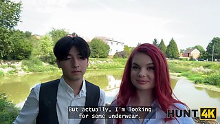 Hunt4k. busty red haired tempted a stranger and screwed him in front of her bf