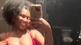 Prego Belly and Titties in the Bathroom