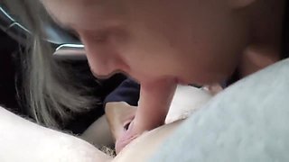 blowjob and cum in mouth. car whore