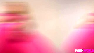 Pink Pantyhose Beauty - She Loves Playing With Her Shaved Pussy