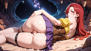 Lewd Redhead Hentai Cutie Begs for More Creamy Love in Cosmic Cave