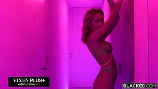 BLACKED Stunning Blonde Kelly Collins Gets Spit-Roasted By Two Massive BBCs: Porn