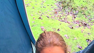 Fucking in the Public Shower, with Stranger in the Middle of the Forest with Hot Nymphomaniac Girlfriend