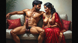 Wife sharing her husband's cock with her neighbour aunty