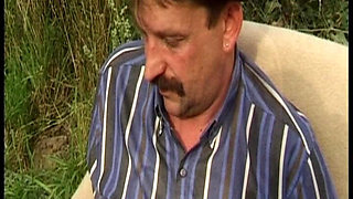 Blonde German with Naturals Gets Banged by Silver Fox Outdoors Age Gap