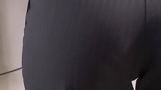 Amateur Secretary In Office Trousers Teases Her Visible Panty Line