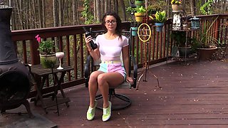 Busty brunette solo masturbation