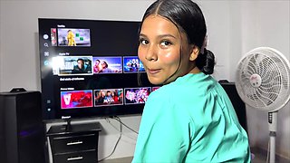 Seductive Nurse Teases with Deep Interracial Charm and Curves