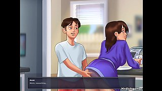Summertime Saga Hot Sex with My Girlfriend and with My Stepmom
