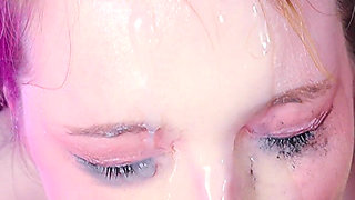 Triple Blowjob and Cum Shower - Massive Cumshot, Big Dildo and Deepthroat