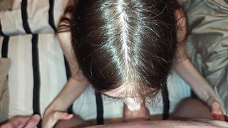 naughty Honey Nasia dries her hair at night for which she then sucks the neighbor's