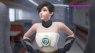 TRACER - Double Penetrated By 2 Massive Cocks - Animation Porn