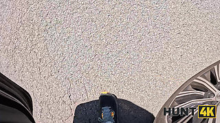 HUNT4K. Hottie with natural tits cheated in public