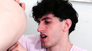 Calming down bullied dude with big tits and free use pussy