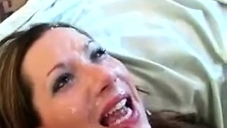 European blonde facialized after blowjob in this pov video