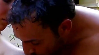 Fabulous brunette milf fucking outside on the blanket