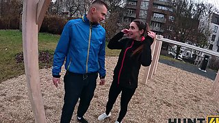 Czech couple Pavlos and Sakura Hell fucked outdoors for cash