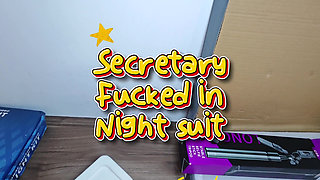 Secretary in Night Suit Dispatches the Boss with a Spectacular Fuck