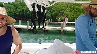 Slim Petite Tattooed Teen Valerica Steele Enjoys Jmac's Huge Cock On Board the Boat