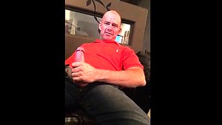 Big-Cock Daddy Strokes to Porn