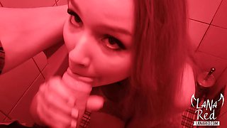 Sexy Slut Sensual Sucks Big Dick and Cum Swallows in Nightclub Toilet After Hot Dance