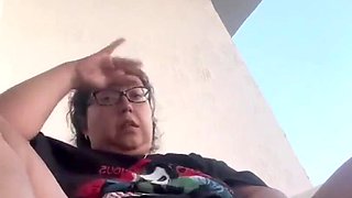 WildEnglishBBW rubbing my cilt fingeirng my pussy & ass on my balcony