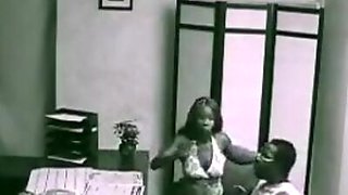 Interracial fuck in the office filmed by security cam!