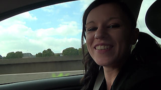 Vanessa , a pretty brunette, shows off on the Champs Elysees