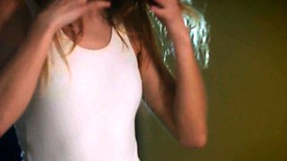 Petite blonde Russian MILF skinny dips