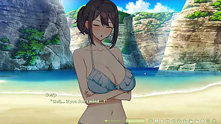 Hentai Game - Summer Clover - The Dedicated Office Lady Gets Lewd on the Beach - Handjob and Deepthroat