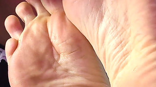 Slave Sucks Mistress's Sweaty Dirty Socks, Licks Her Feet, Pussy and Ass, Licks Her Armpit, Cums and Eat His Own Cum