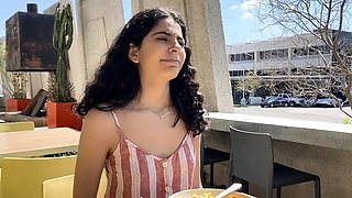 Massive juggs brunette fatty strips and jerks solo