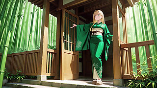 Lazy Japanese Corridor Morning, She Breathes Heavy Touching Her Chest with a Hazy Gaze Waiting for Your Touch