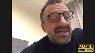 Huge boobed escort throats rod and gags