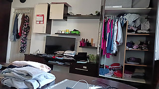 Sexy Brunette Doing Naked Chores Around the House.