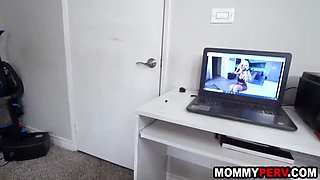 Blonde MILF Alix Lynx sucks stepson after catching him masturbating