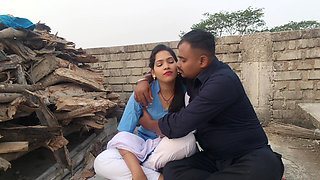 18 years virgin school girl big boob press by her step brother in outdoor Desi girl